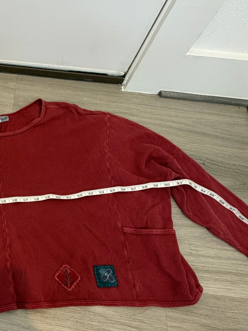 Blue Fish Washed Brick Red Cropped Thermal Sweatshirt - Picture 15 of 16